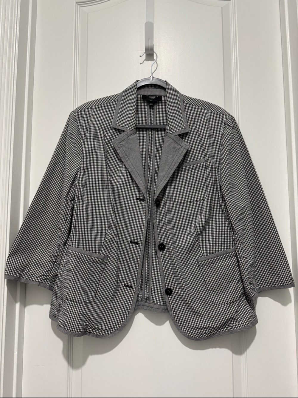 Talbots Black and White Gingham Print Blazer 18w